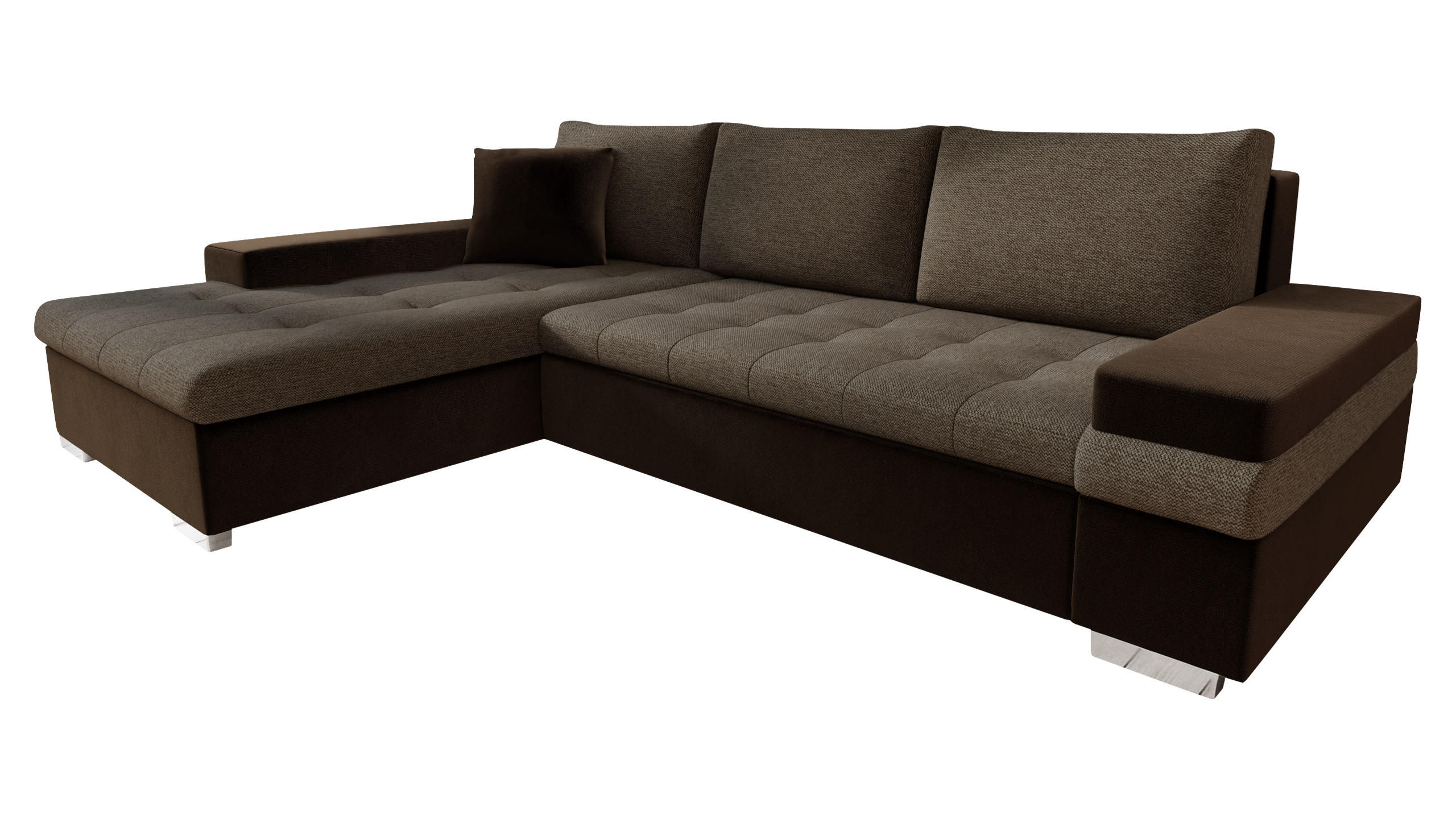 ECKSOFA Bangkok Mini - Silberfarben/Braun, Holz/Textil (274/182cm) - MIRJAN24