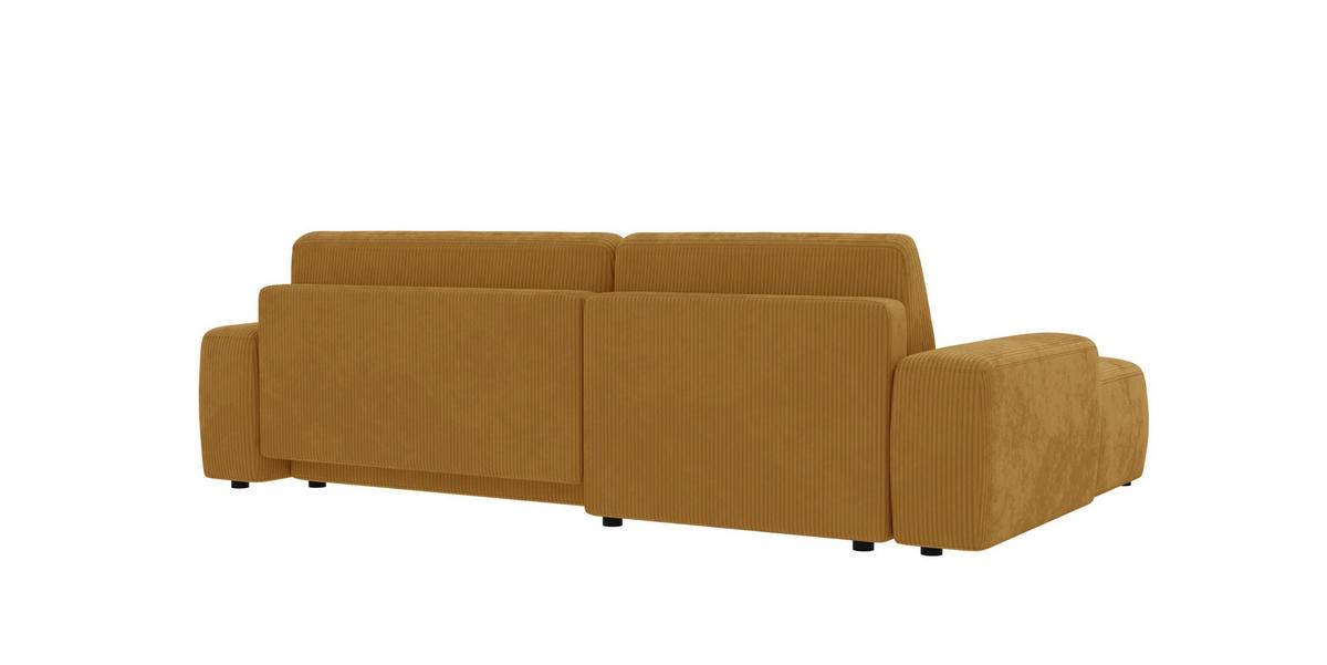 ECKSOFA Nancy Honig Cord - Schwarz/Honig, Holz/Kunststoff (264/162cm) - S-Style Möbel