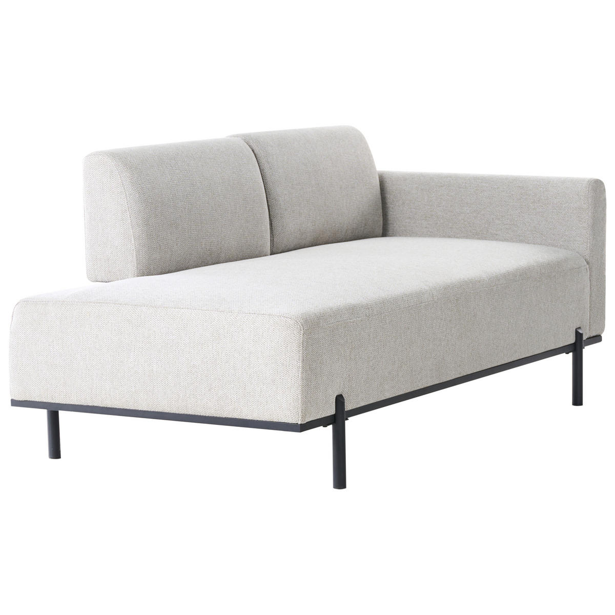 ČALOUNĚNÉ LEHÁTKO CHAISE LONGUE Umělý len Světle šedé Savasse - šedá/černá, textil (170/78/85cm) - Beliani