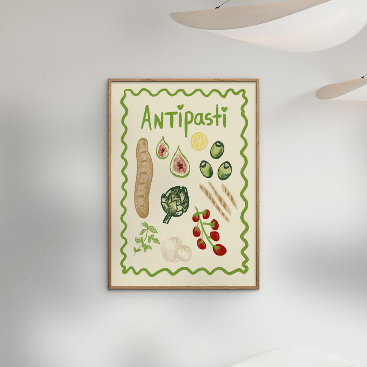 POSTER mit Rahmen Studio Dolci - Antipasti - Eichefarben/Multicolor, Holz/Papier (50/70cm) - Poster&Frame