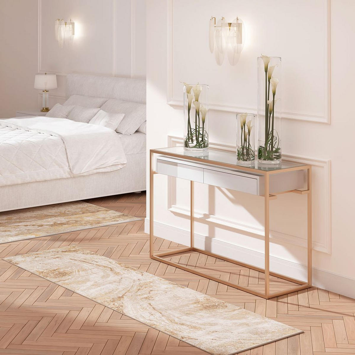 TEPPICHLÄUFER Ludlow Galaxy Beige - Beige, Textil (71/239cm) - Kukoon Rugs