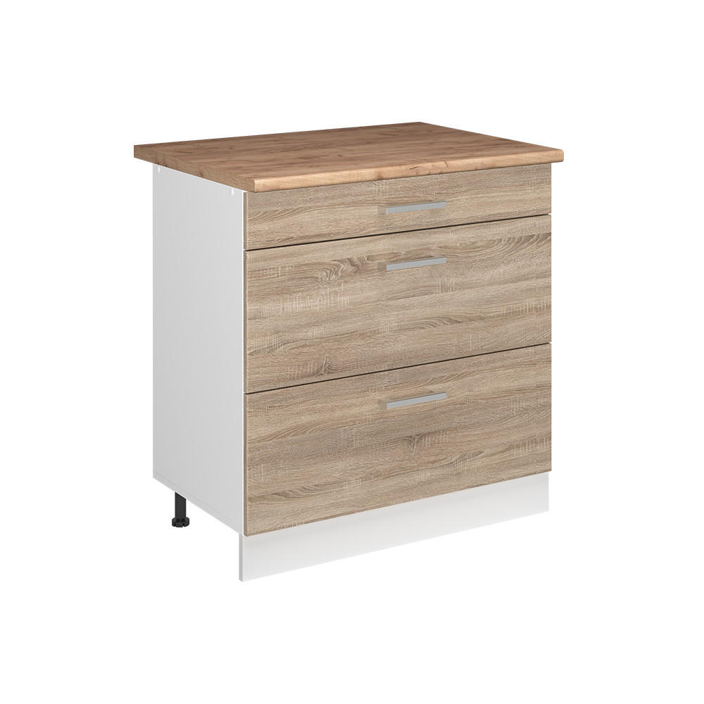Vicco Küchenunterschrank Sonoma Eiche, Weiß 80x81.6x60 cm
