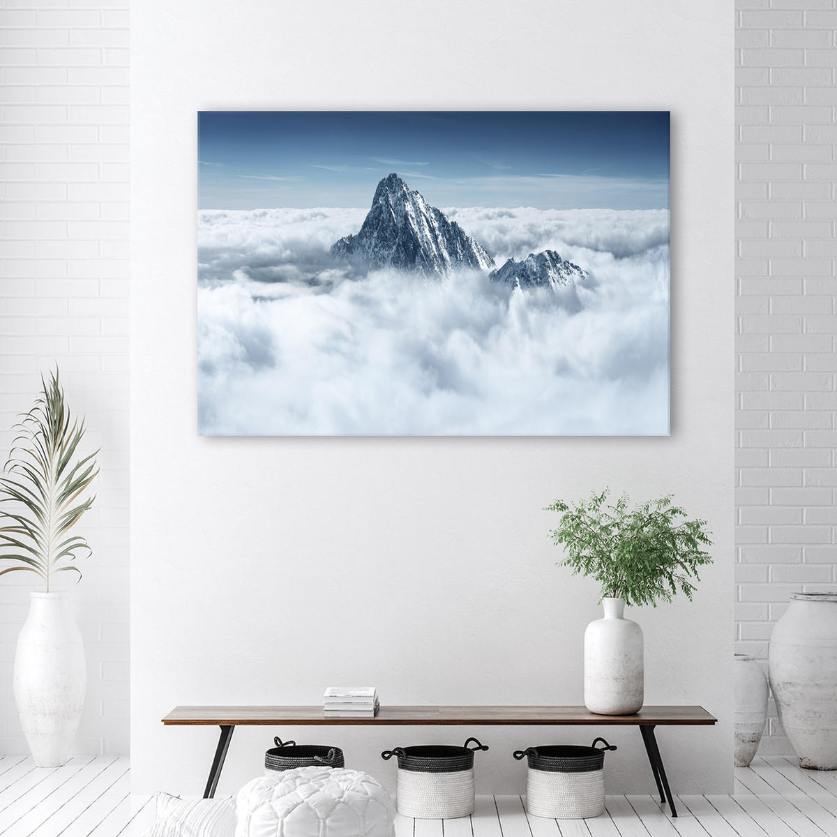 WANDBILD alpen über den wolken - Weiß, Textil (60/40cm) - Feeby