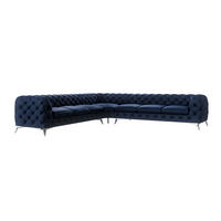 ECKSOFA Chesterfield Laura Marineblau Samt - Silberfarben/Dunkelblau, Holz/Textil (323/323cm) - S-Style Möbel