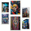POSTER Set Mit 6 Graffiti Bunte Straßenkunst Frida Einstein Teresa Jackson A3 & A4 Weißer Rahmen - Weiß, Papier (29/3cm) - Nacnic