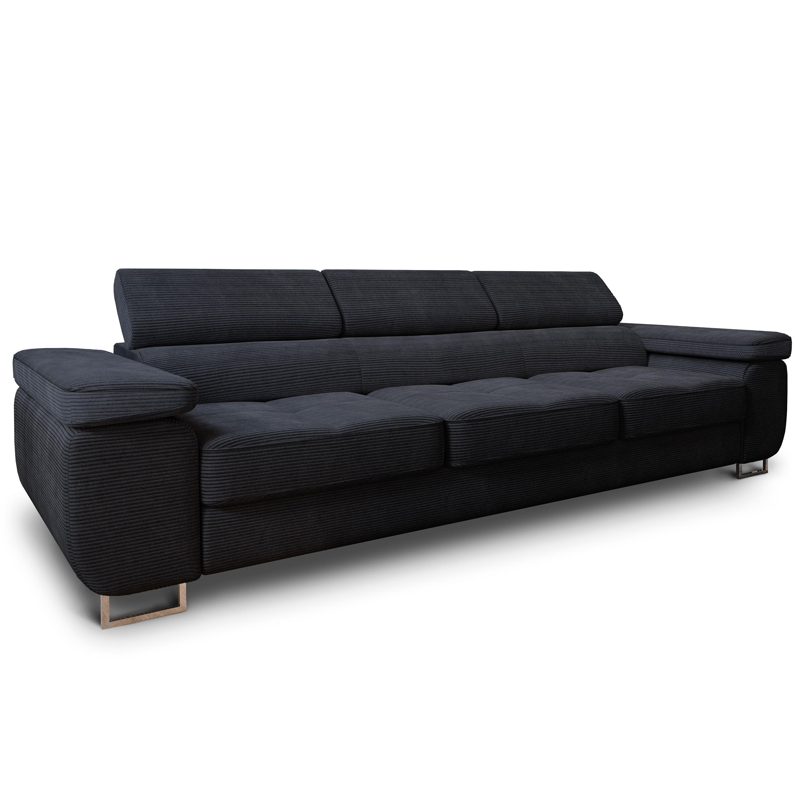 BETTSOFA MOSINE Schwarz Kordstoff mit Schlaffunktion - Anthrazit, Textil (281/87/98cm) - MASSENO
