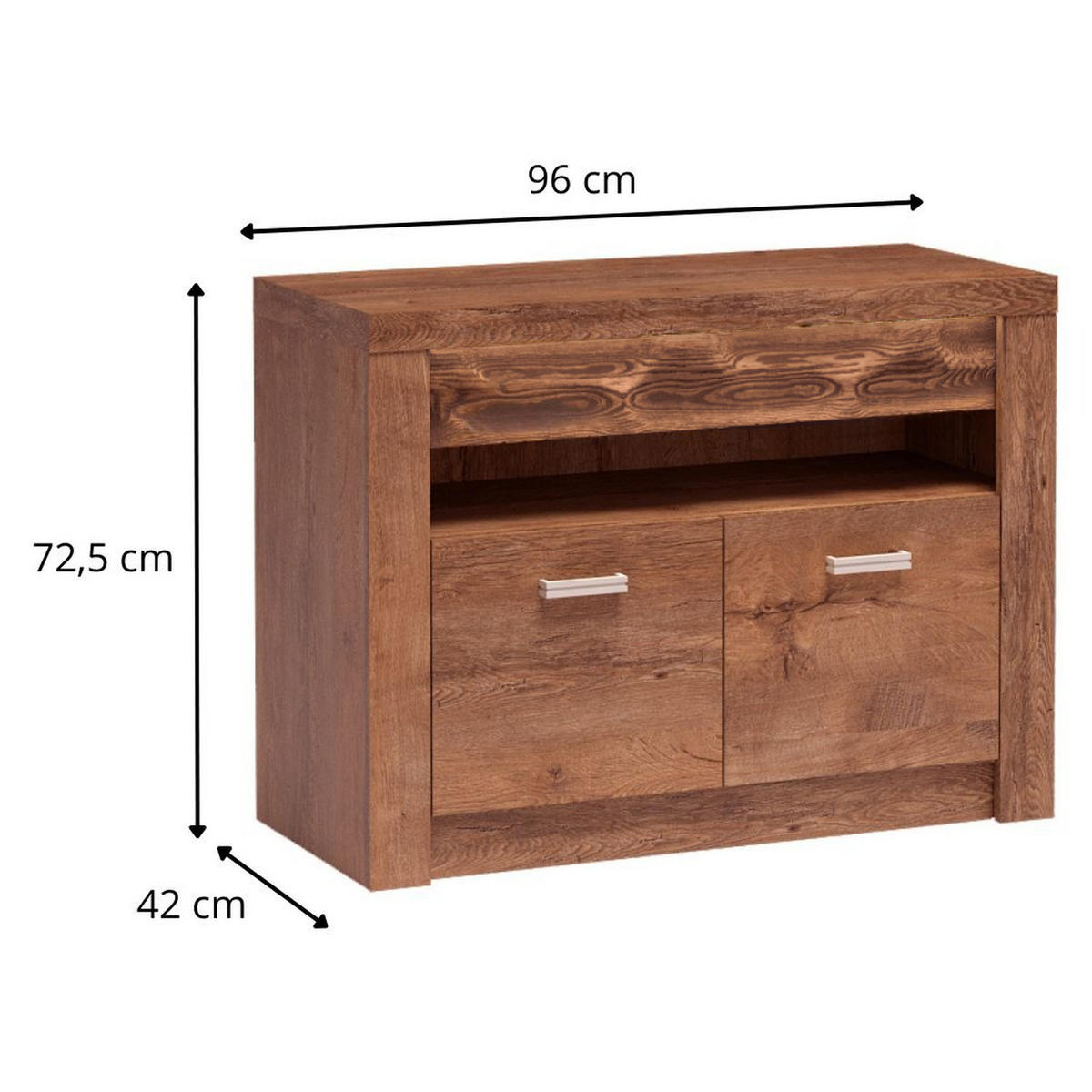 TV-ELEMENT Indianapolis I-10 96 x 72,5 x 42 cm Esche hell - Braun, Holzwerkstoff/Metall (96/72.5/42cm) - Koseto