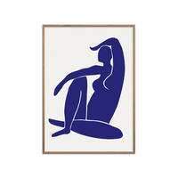 POSTER mit Rahmen Affordable Art Prints - Figure Bleu - Blau/Eichefarben, Holz/Papier (50/70cm) - Poster&Frame