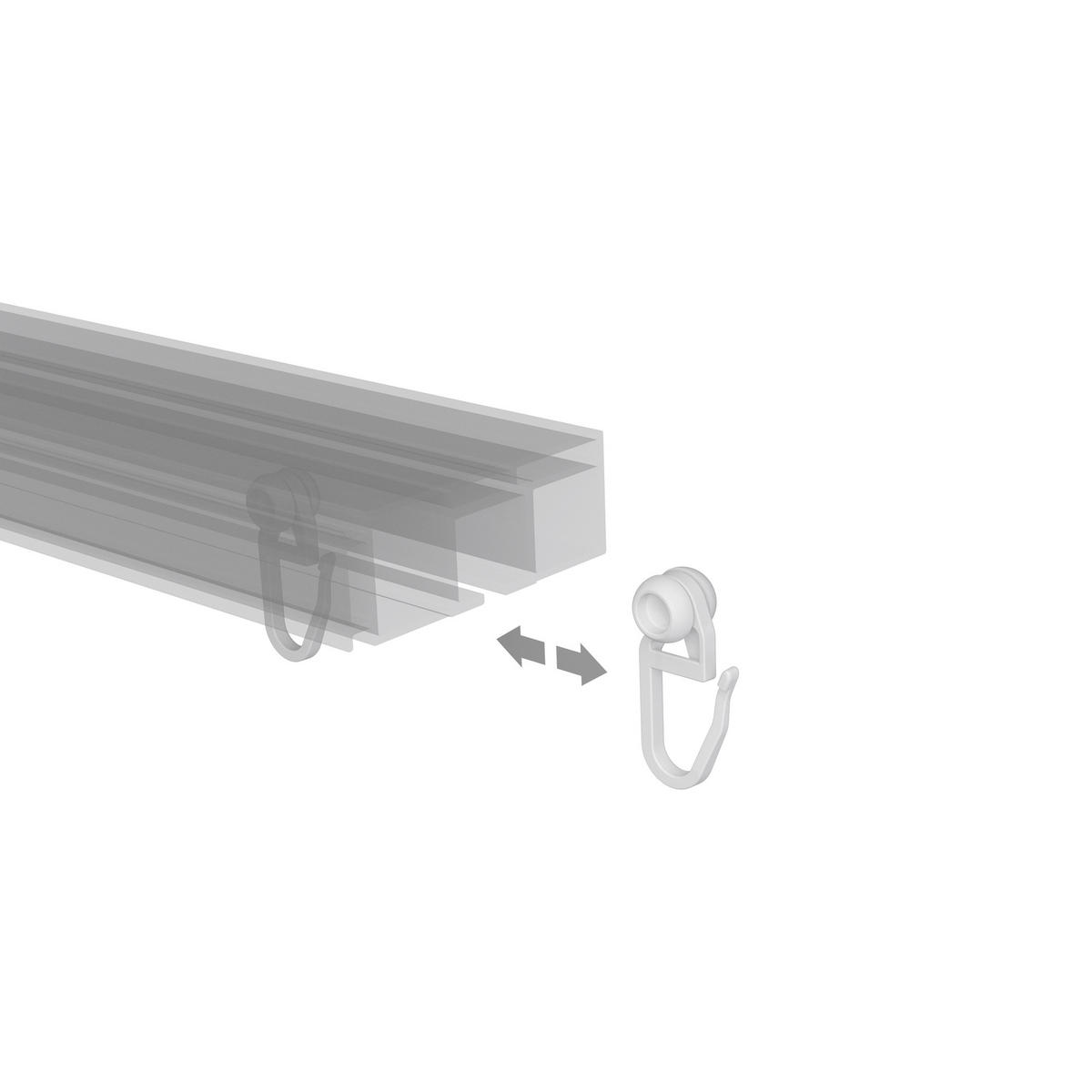 INNENLAUFROLLEN MIT FALTENHAKEN FÜR HOHLKAMMERSCHIENEN, Rollen Ø 8 mm, Packung 100 Stück - Weiß, Kunststoff (1.1/2.7/1cm) - INTERDECO