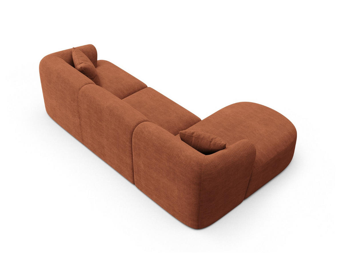 MODULARES-ECKSOFA links Campi aus Cord terrakotta 4 Sitzplätze - Terracotta, Textil (156/256cm) - Cosmopolitan Design