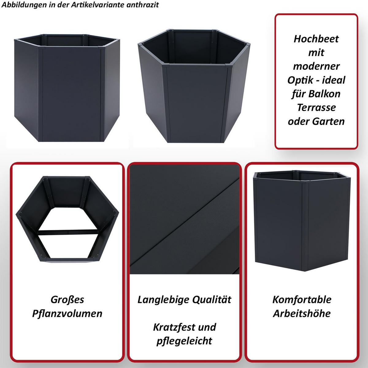 HOCHBEET Anthrazit - Anthrazit, Metall (100/77/88cm) - MCW