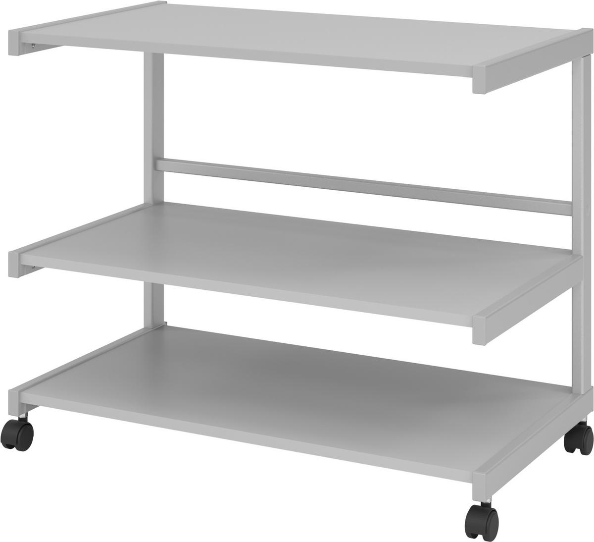 BÜROWAGEN auf Rollen 43/81/67 cm in Grau - Grau, Metall (81/67/43cm) - bümö
