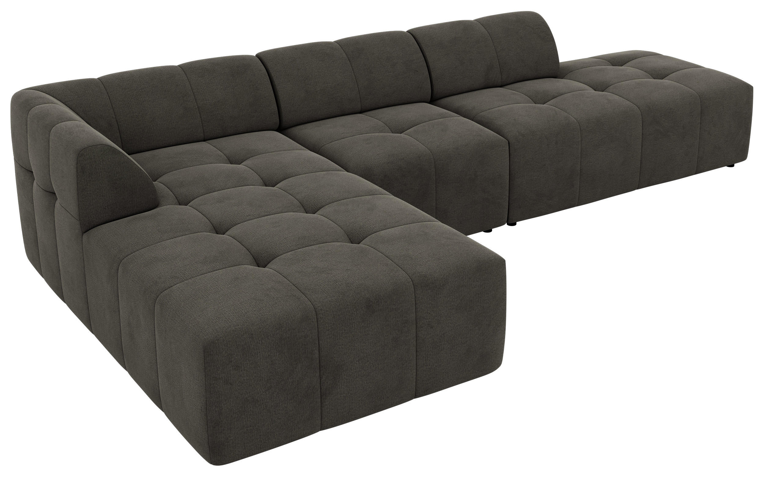 ROHOVÁ SEDAČKA GRIDA 3M L Tmavě šedá Samet - Vlevo - černá/tmavě šedá, textil/plast (335/176cm) - MKS