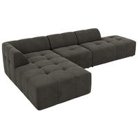 ROHOVÁ SEDAČKA GRIDA 3M L Tmavosivá Samet - Vľavo - čierna/tmavosivá, textil/plast (335/176cm) - MKS