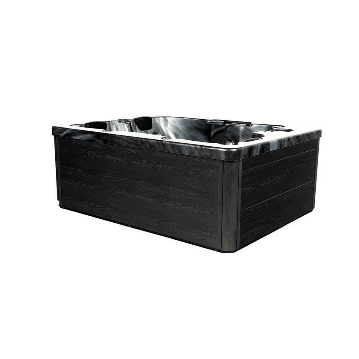 OUTDOOR Whirlpool BLACK MARBLE PURE - 210 x 160 cm für 3 Personen - Schwarz, Kunststoff (160/80/210cm) - Home Deluxe