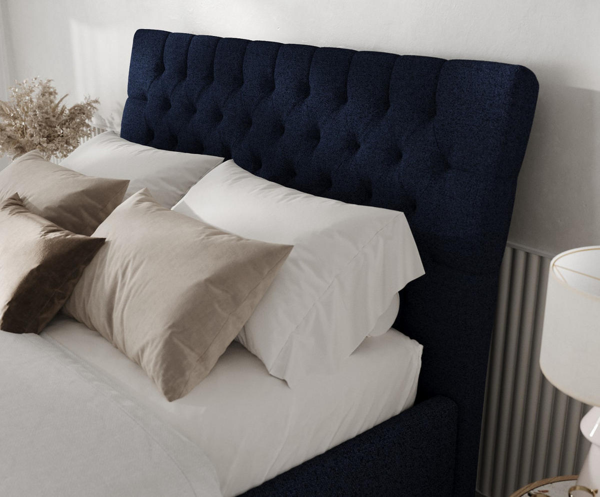 POLSTERBETT Lira 180/200 cm Marineblau im Riva Stoff - Naturfarben/Dunkelblau, Holz/Holzwerkstoff (180/200cm) - AltaBeds