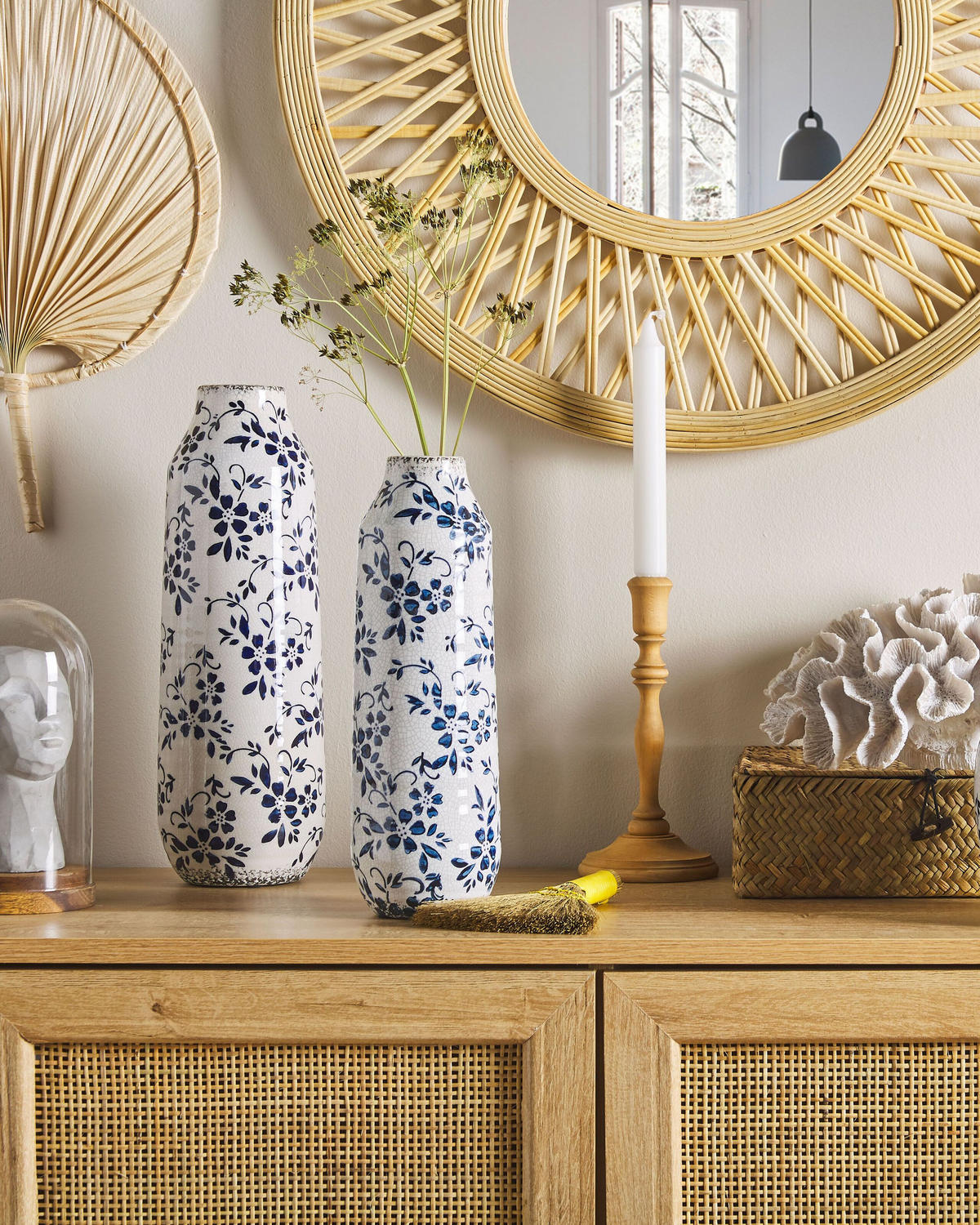 BLUMENVASE Steinzeug weiß Mulai - Weiß, Keramik (35cm) - Beliani