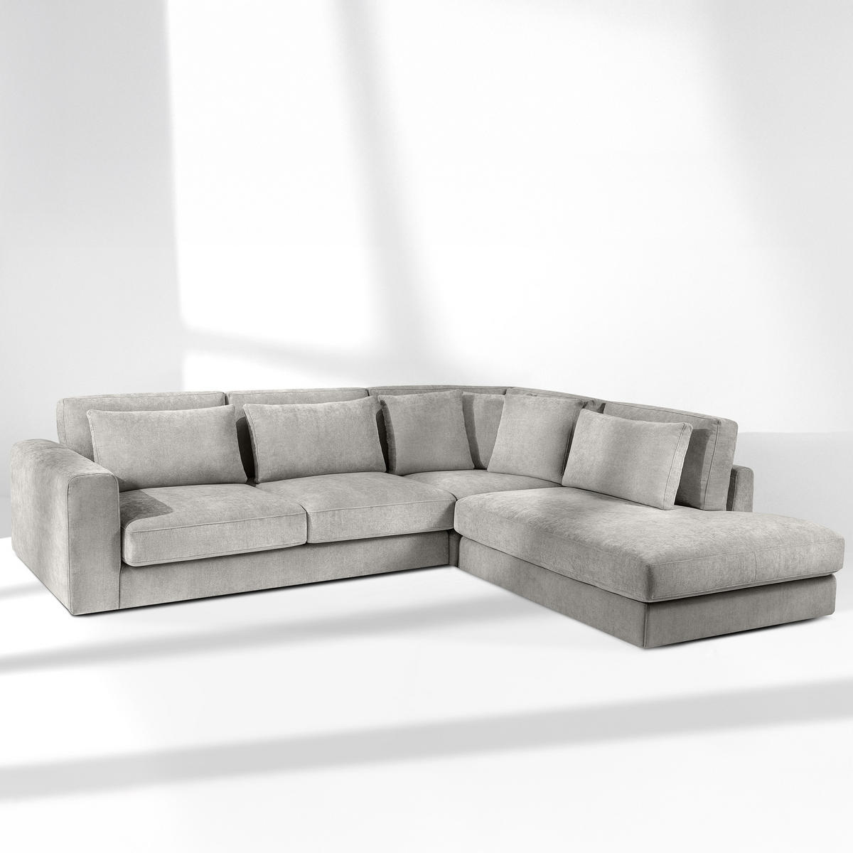 ECKSOFA rechts VERUS - Hellgrau, Holz/Holzwerkstoff (297/248cm) - KONSIMO®