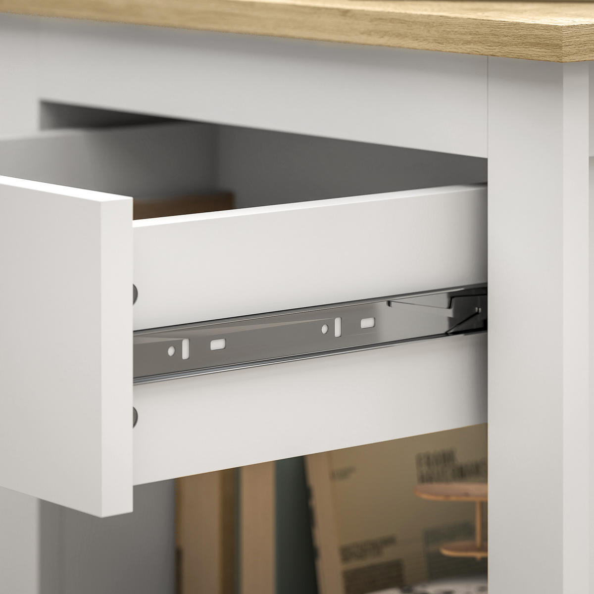 NACHTSCHRANK 2er-Set DE-12881 Schublade und offenes Fach Weiß - Weiß, Holzwerkstoff (40/55/45cm) - ComfortXL