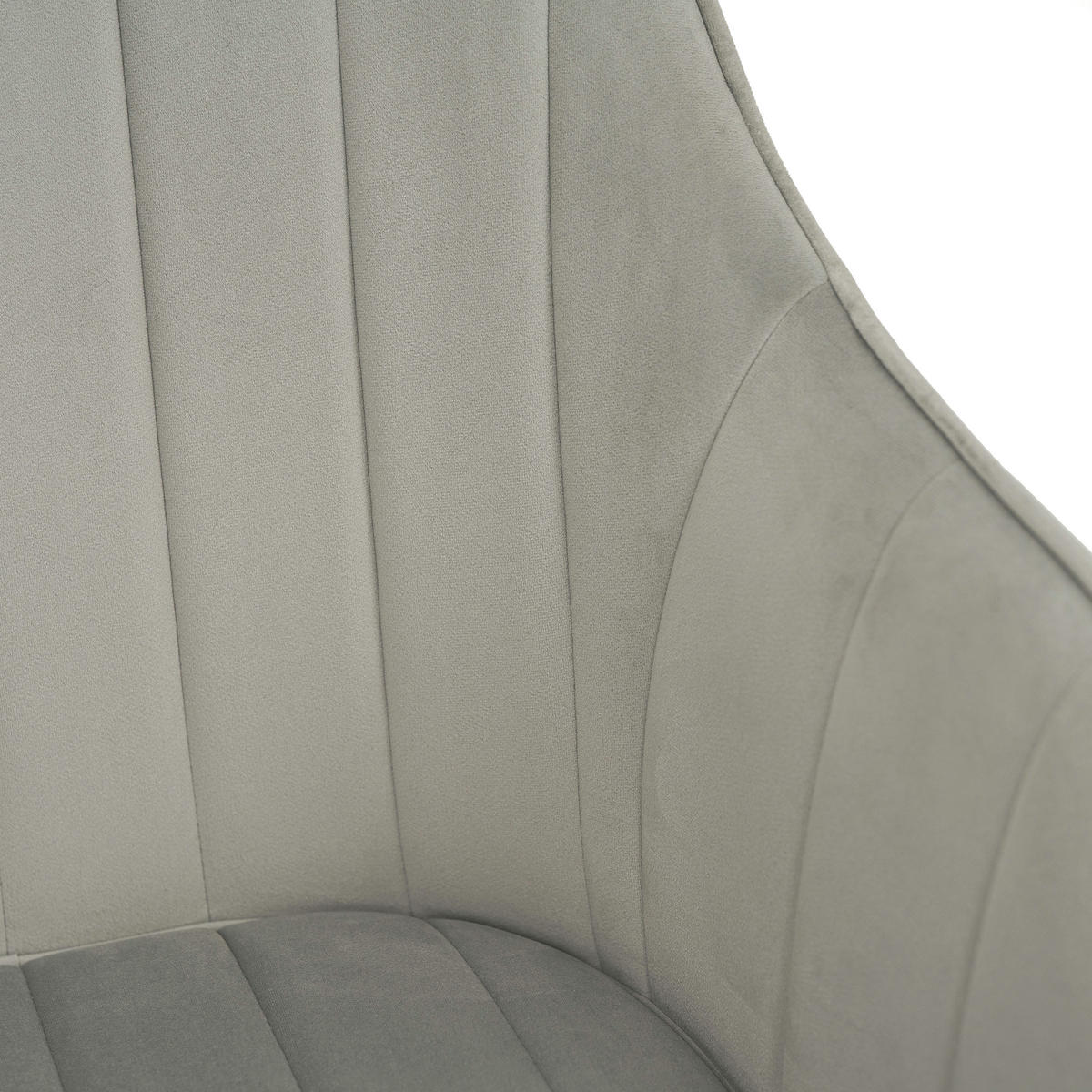 STUHL PIANO drehbar gepolsterter mit Steppung - hellgrau - Velour - Hellgrau/Schwarz, Textil/Metall (59/88/61cm) - NEW HOME