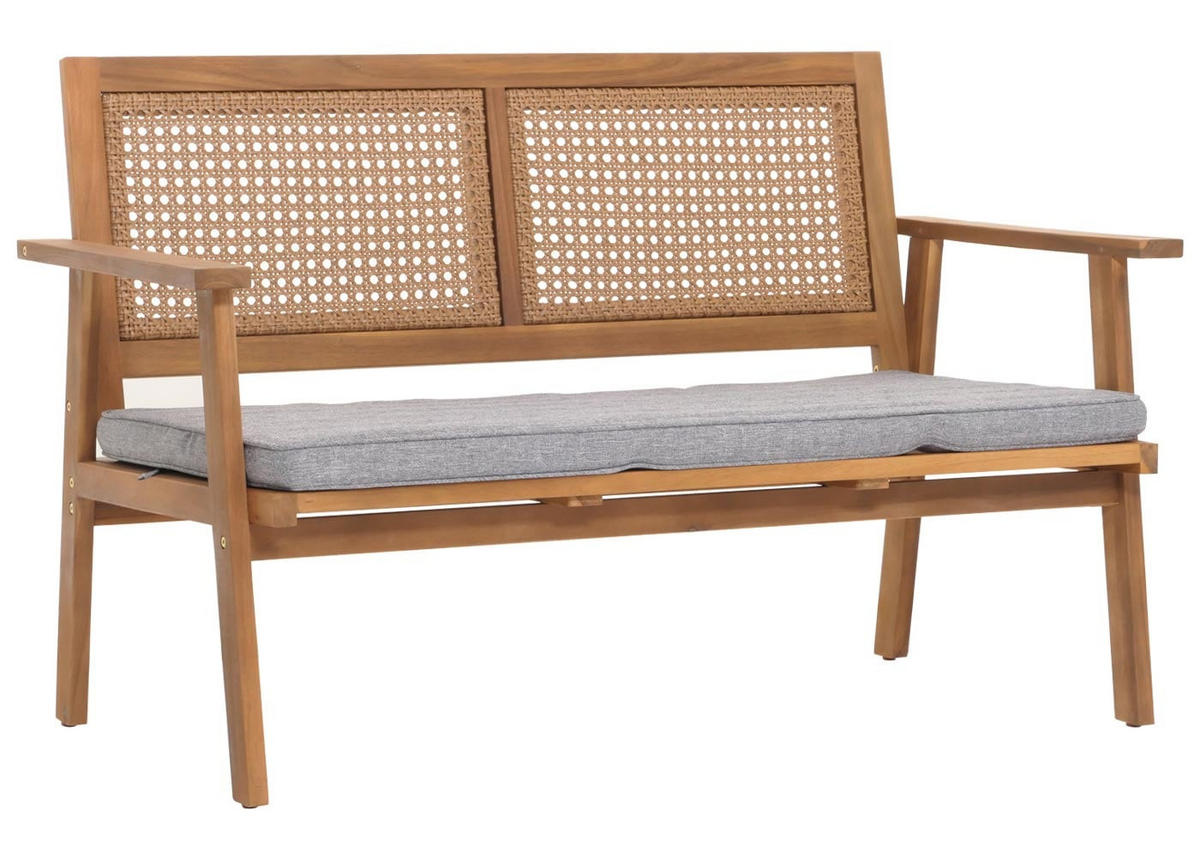 GARTENGARNITUR 75x117x64 cm Kissen Grau - Braun, Holz - PROREGAL