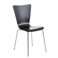 BESUCHERSTUHL Jaron mit Holzsitz und Metallgestell, Farbe: Schwarz - Chromfarben/Schwarz, Holz/Metall (43/84/50cm) - TPFLiving