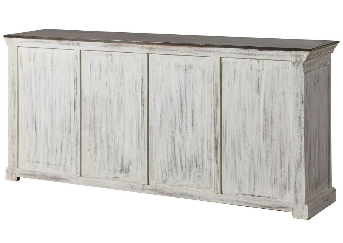 SIDEBOARD Mango / Akazie 200x45x90 weiß gewachst CASTLE-ANTIK #108 - Weiß, Holz (200/90/45cm) - Massivmoebel24
