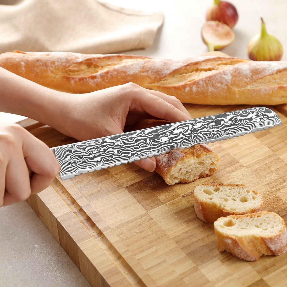 BROTMESSER 23 cm - Birkefarben, Holz/Metall (37cm) - Zayiko