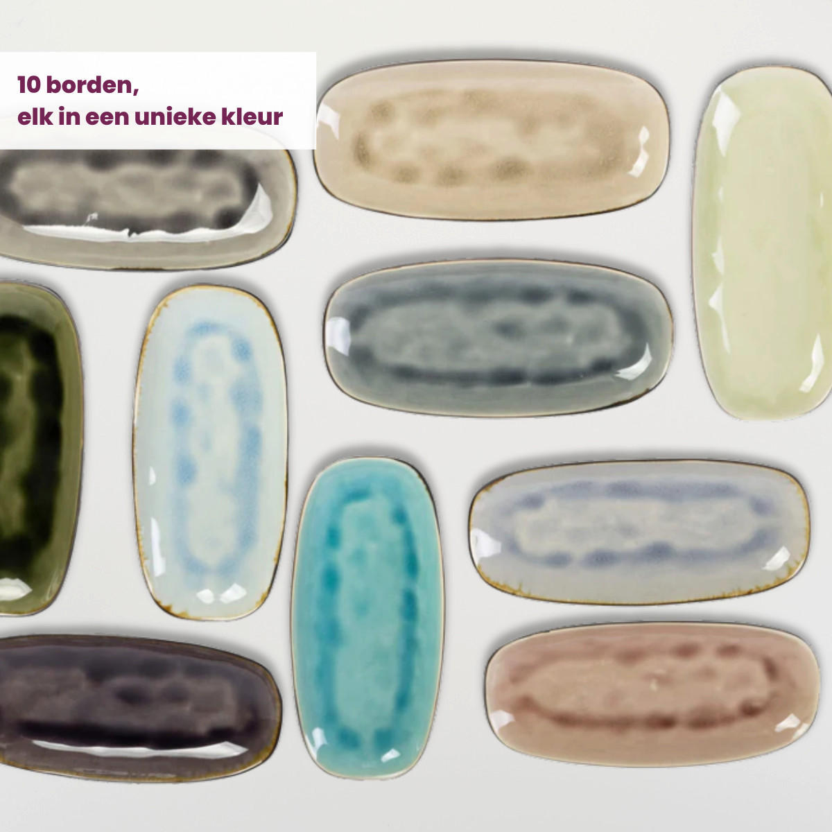 TAPAS bretter Streetfood 22.5 x 10 cm - 10 Stück - Multicolor, Keramik (11/2/23cm) - Cosy & Trendy