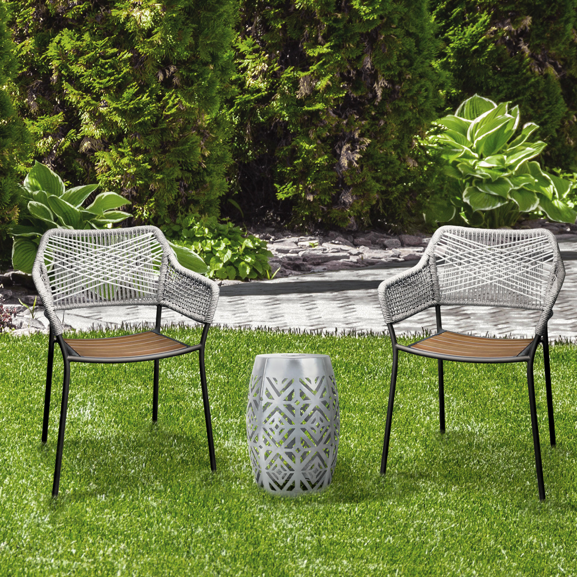 GARTEN-BEISTELLTISCH Silber - Silberfarben, Metall (45.7/31.1/45.7cm) - Teamson Home