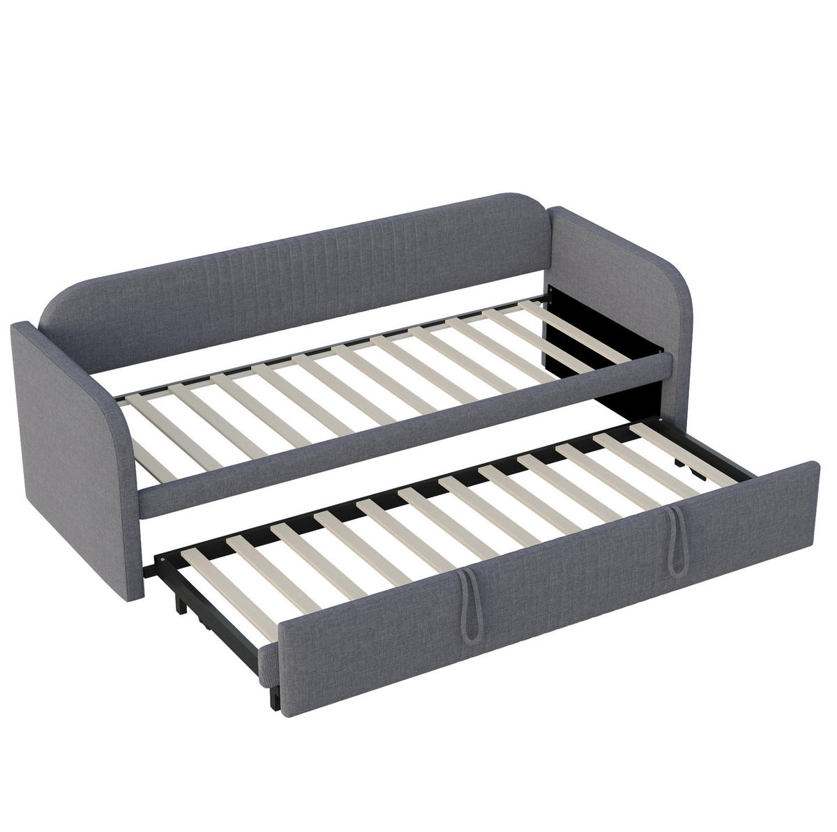 SCHLAFSOFA Ausziehbar mit Lattenrost Grau 90/180/190 cm - Grau, Leder (200.5/86/99cm) - OKWISH