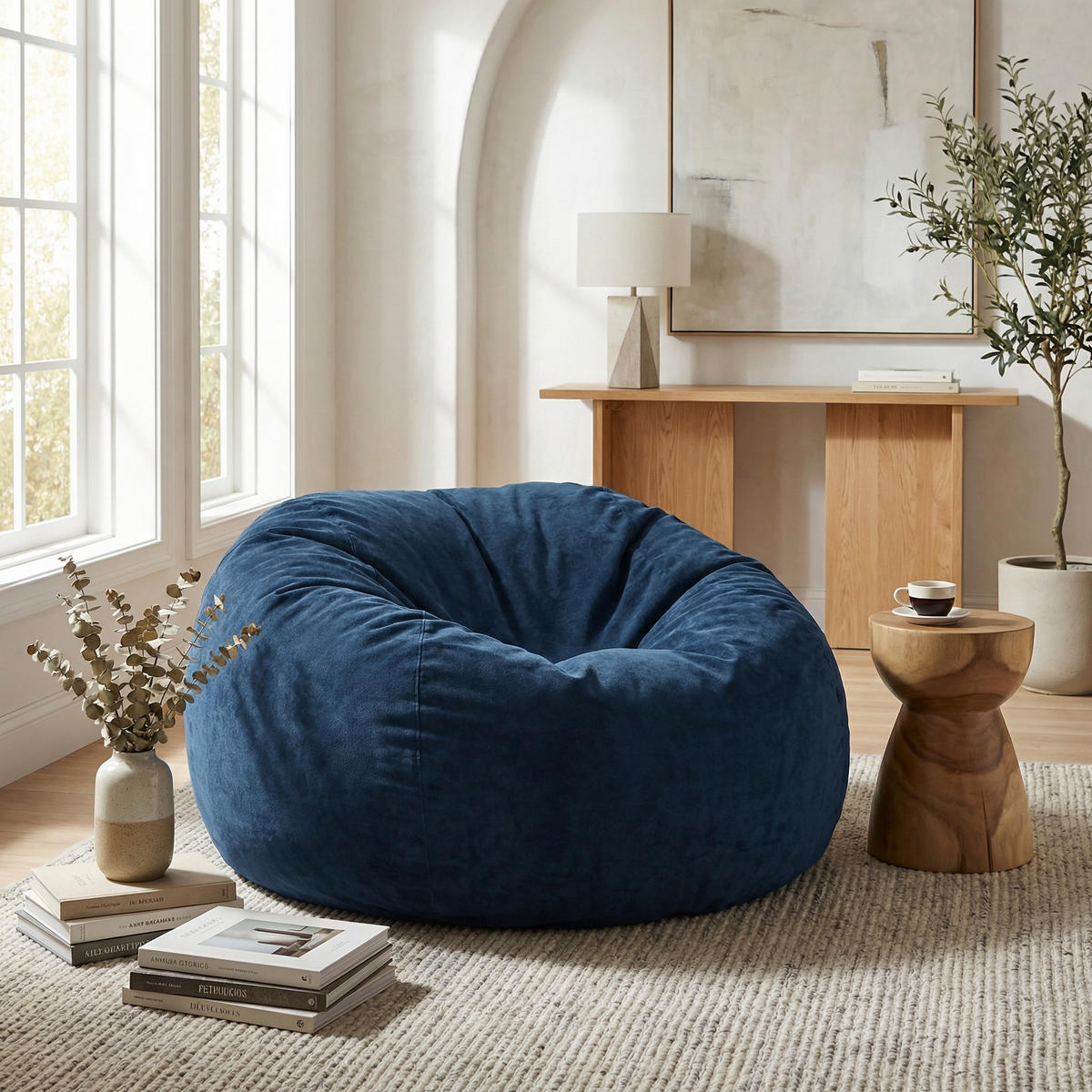 SITZSACK 2-in-1 Wandelbarer Sitzsack Sessel aus Chenille Montagefrei - Grau, Textil (110/70/110cm) - Urban Meuble