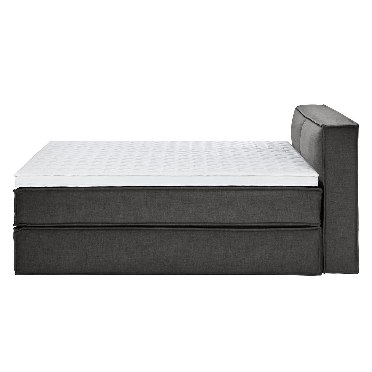 BOXSPRINGBETT mit Kopfteil - Premium - Anthrazit, Textil (180/200cm) - home24