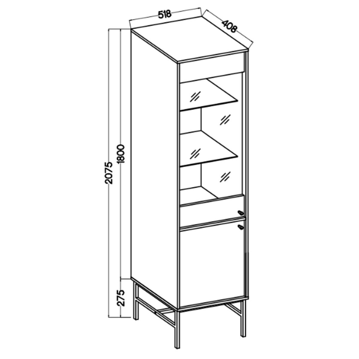 VITRINE Oktio Sandbeige 52 cm - Beige/Goldfarben, Holzwerkstoff/Metall (51.8/195/40.8cm) - Selsey
