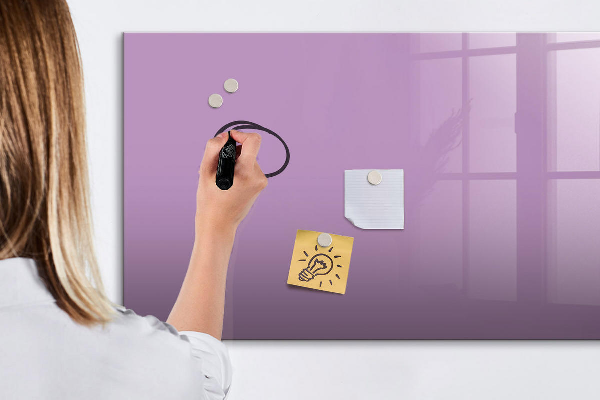 MAGNETTAFEL 120x60 Flieder schwarzer Marker - Violett, Glas (120/0.4/60cm) - TULUP