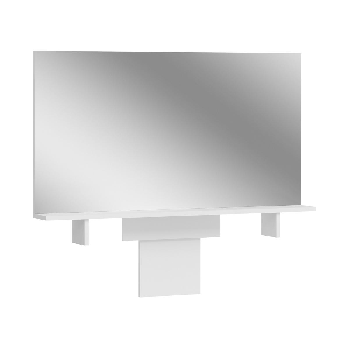 AUFSATZSPIEGEL Emma Schminktisch in weiß Nachbildung und Spiegelglas B/H/T: 110x70x13 cm - Weiß, Holzwerkstoff (110/70/13cm)