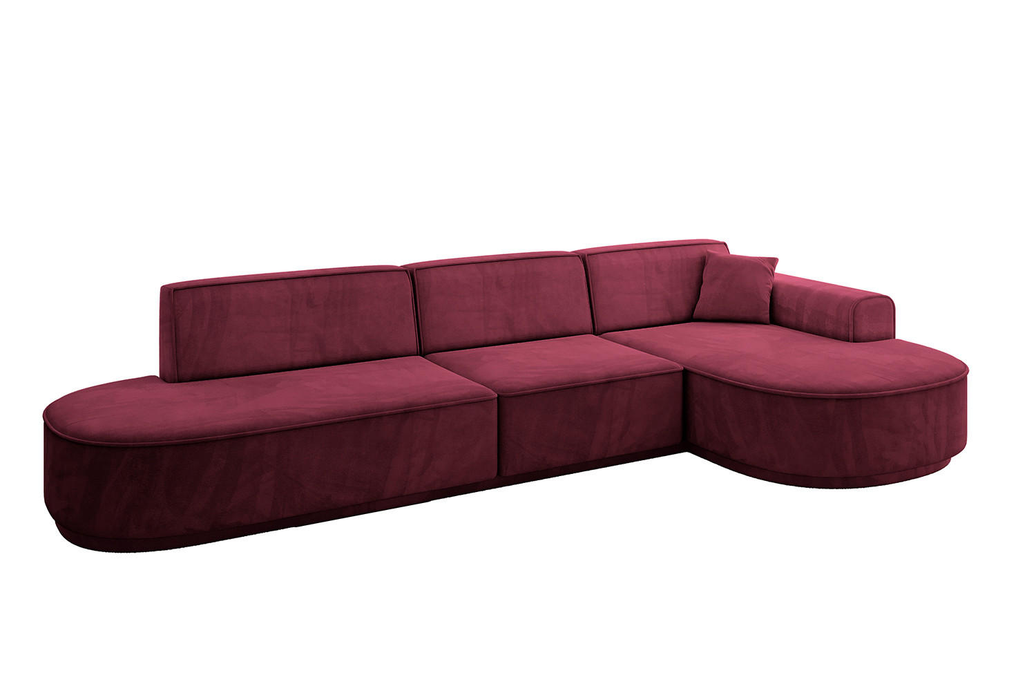 ECKSOFA Ottomane Rechts MARI-L2-v3 - 328x171x83 cm Bordeaux Velours - Bordeaux/Schwarz, Holzwerkstoff/Kunststoff (171/328cm) - ALTDECOR