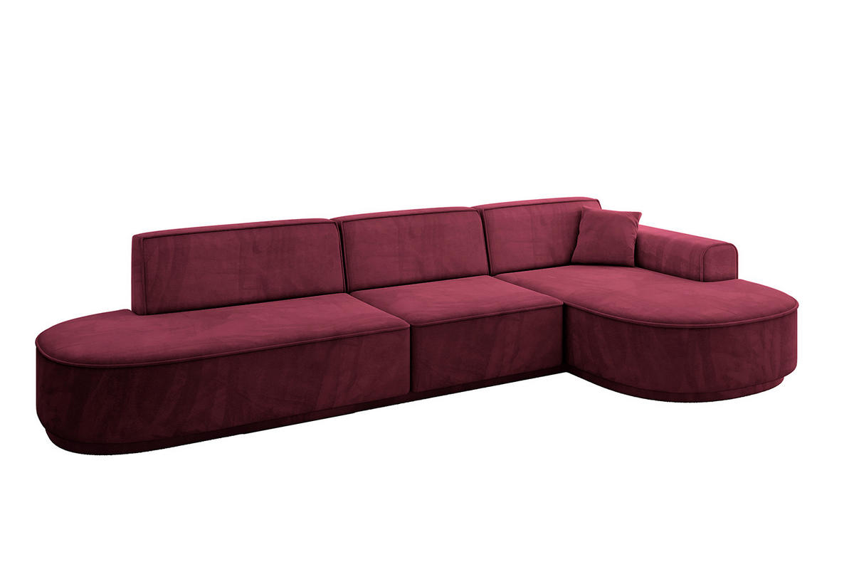ECKSOFA Ottomane Rechts MARI-L2-v3 - 328x171x83 cm Bordeaux Velours - Bordeaux/Schwarz, Holzwerkstoff/Kunststoff (171/328cm) - ALTDECOR