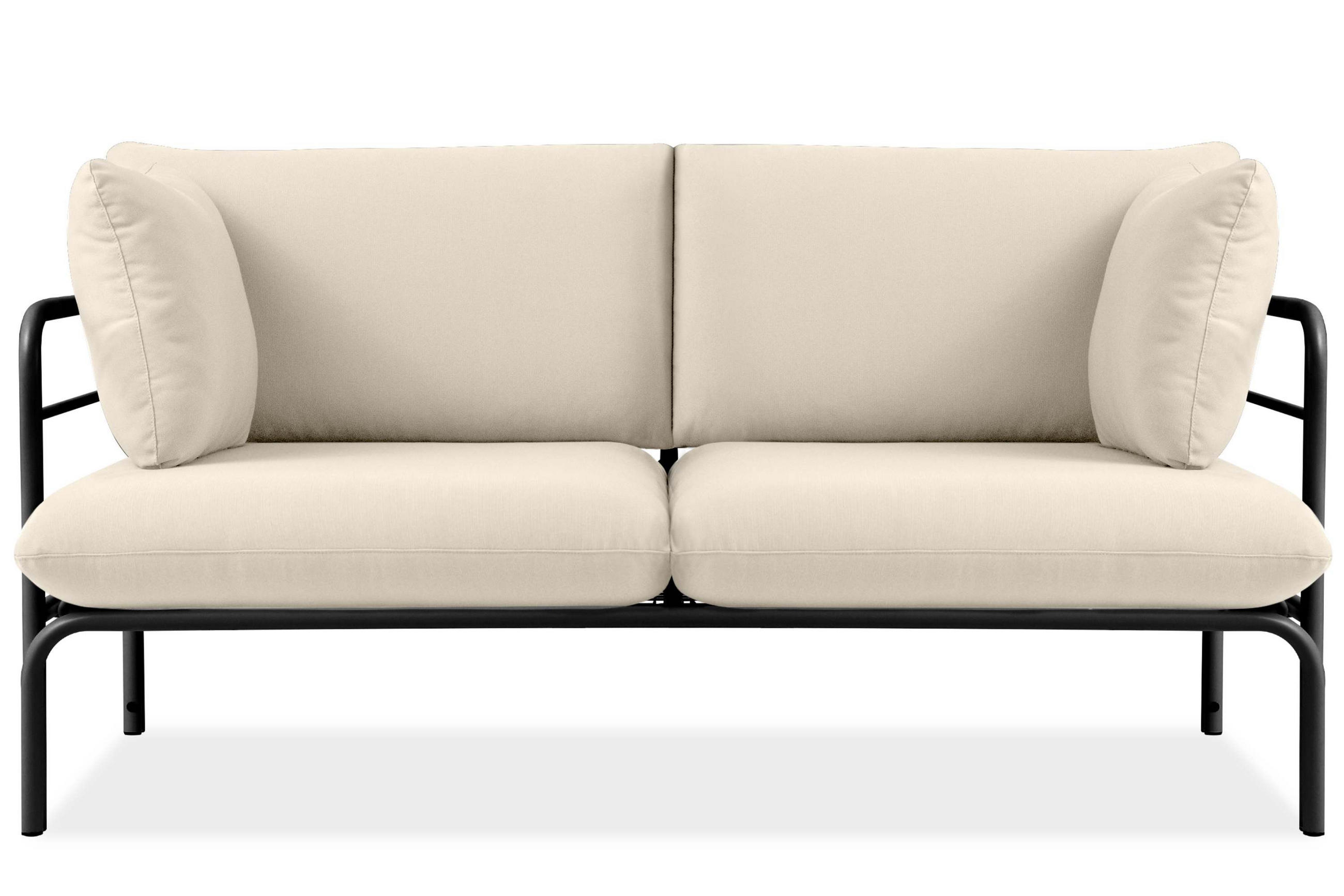 GARTENSOFA RAMBE 2-Personen mit Kissen, Anthrazit/Cremeweiß - Dunkelgrau/Creme, Textil/Metall (150/80/80cm) - KONSIMO®