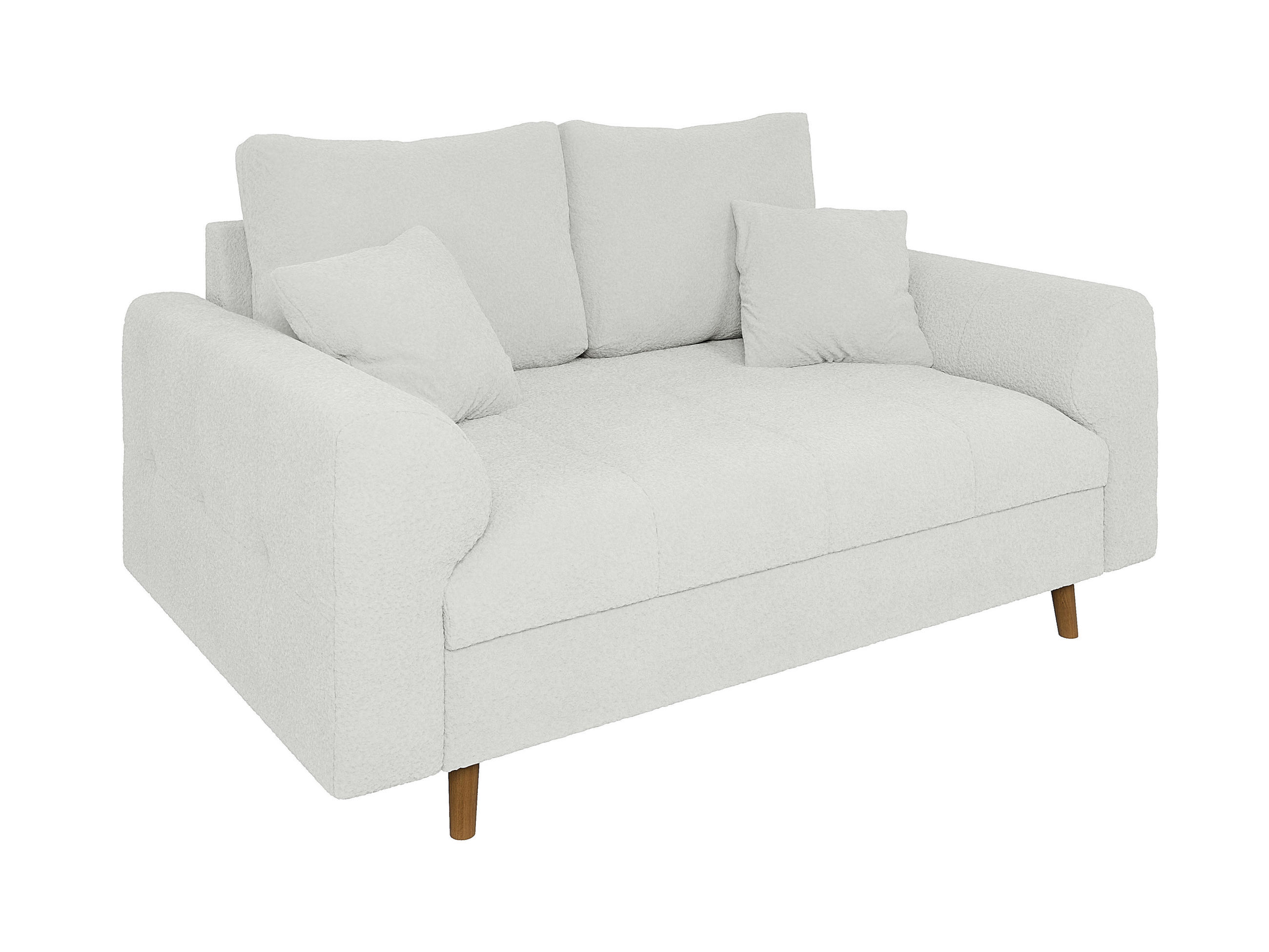 2-SITZER-SOFA Henrik Weiß Boucle - Weiß/Braun, Holz/Textil (150/81/93cm) - S-Style Möbel