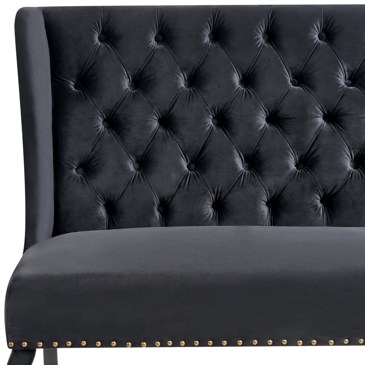 2-SITZER-KÜCHENSOFA Samtstoff schwarz Torsby - Schwarz, Textil (154/106/63cm) - Beliani