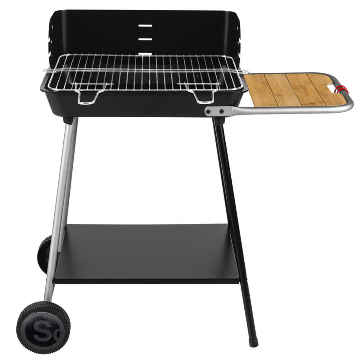 HOLZKOHLEGRILL Schwarz 58/48.5/20 cm - Schwarz, Metall (54.5/89/93.5cm) - Somagic