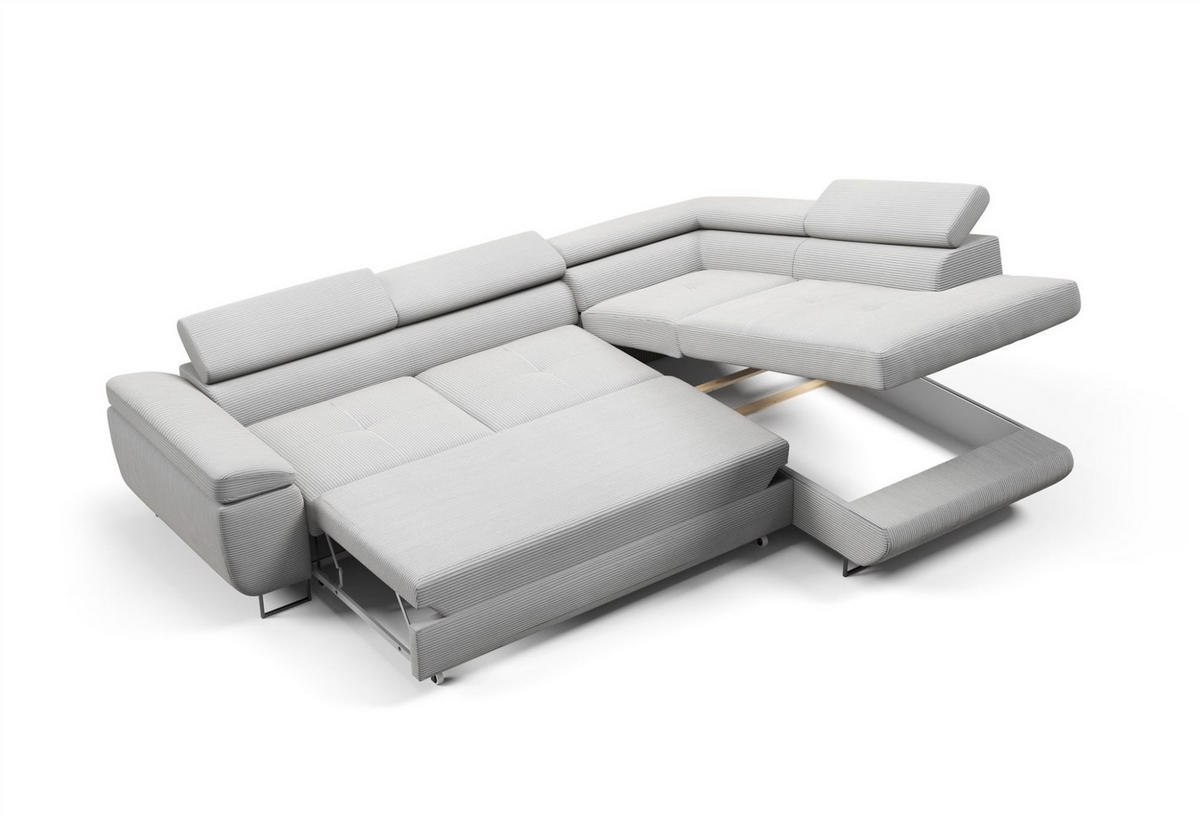 ECKSOFA Declan Mit Schlaffunktion - Beige, Holzwerkstoff/Textil (277/203cm) - Fun Möbel