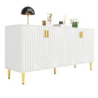 SIDEBOARD, 152/40/75 cm, MDF bílá se zlatými detaily a vlnitými dvířky - bílá, kompozitní dřevo (40/75/152cm) - Modenvie