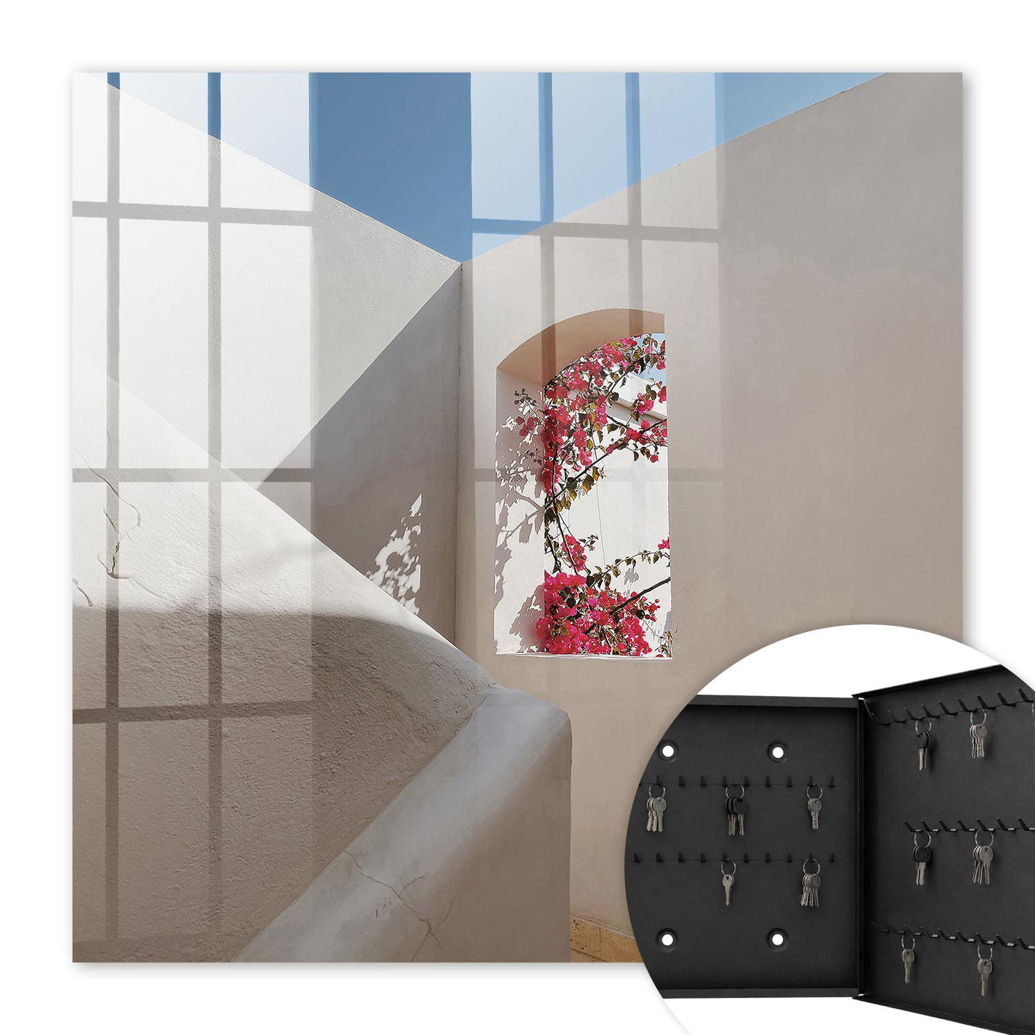 SCHLÜSSELBOX Schwarz 30x30 cm- Türöffnung nach rechts - Eine ruhige Ecke - Weiß, Metall (30/30/5cm) - TULUP