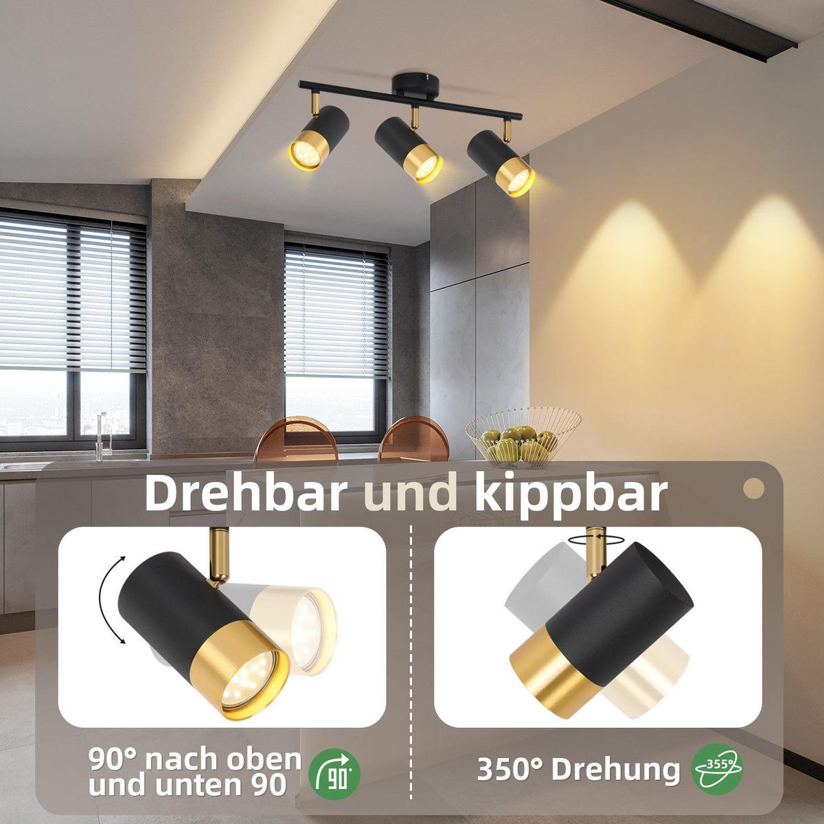 STRAHLER Schwerin 3-flammig 47/8/17 cm - Schwarz, Metall (47/8/17cm) - Nettlife