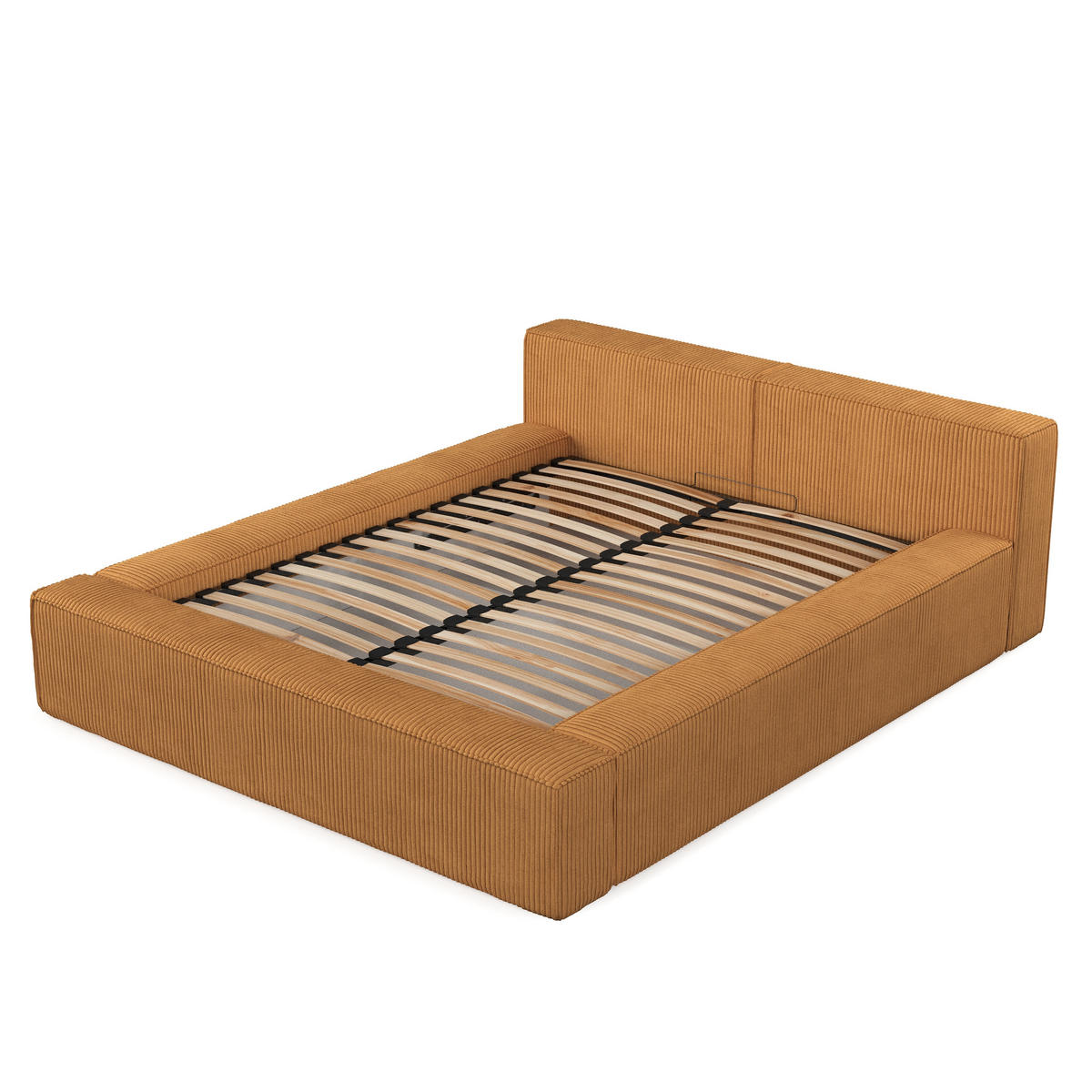 POLSTERBETT Casto mit Stauraum 160/200 cm Honiggelb im Poso Stoff - Schwarz/Naturfarben, Holz/Holzwerkstoff (160/200cm) - AltaBeds