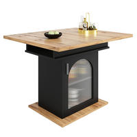 AUSZIEHTISCH 110-140/80/76 cm in Schwarz mit Stauraum für 6-8 Personen - Schwarz, Holzwerkstoff (80/140/76cm) - BEAOK