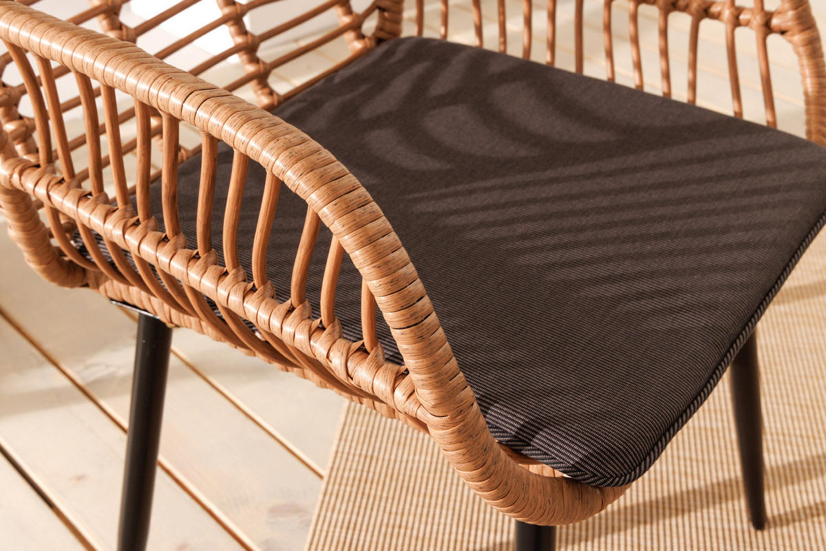 BALKONSET PARIS Polyrattan Braun Schwarz 80 cm - Schwarz/Braun, Kunststoff - riess-ambiente