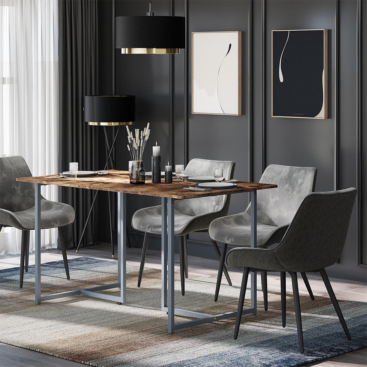 JÍDELNÍ STŮL Merido Rustikální dub/šedá - divoký dub, kompozitní dřevo (80/140/75cm) - Vicco